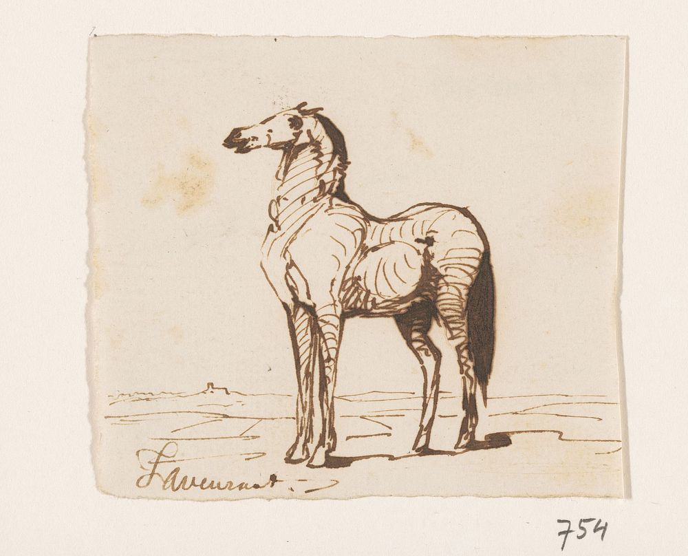 Staand paard (1840 - 1880) by Johannes Tavenraat