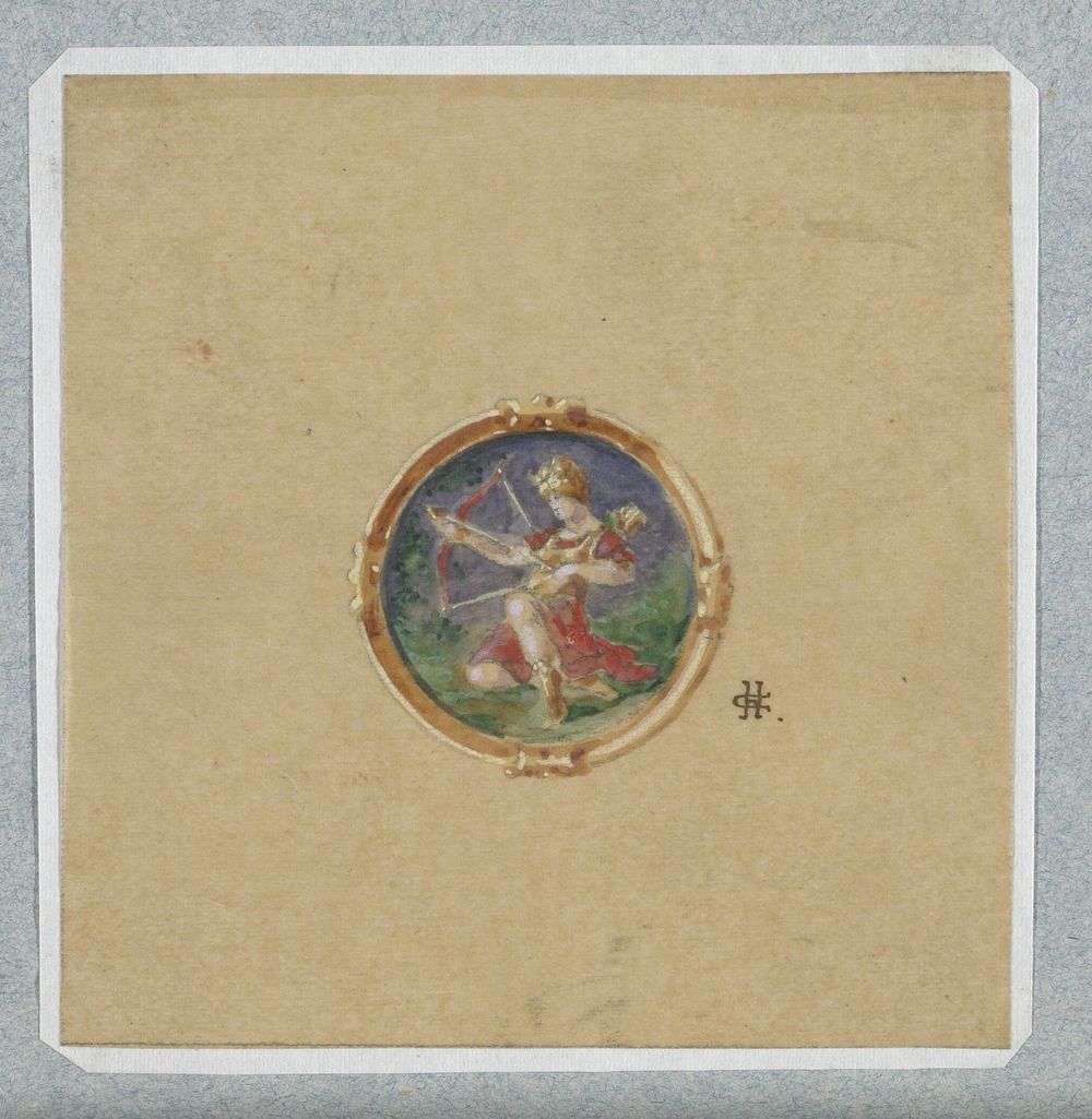 Design for a Medallion with Cupid (c. 1864 - c. 1894) by Henri Cameré