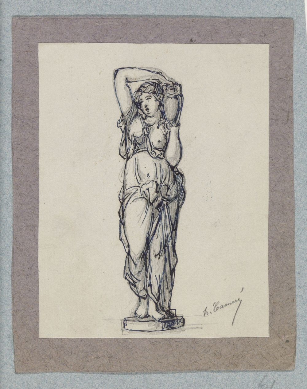Beeld van een vrouw die een kruik draagt (c. 1864 - c. 1894) by Henri Cameré