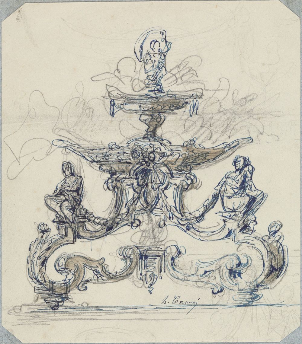 Ontwerp voor een tafelstuk of jardinière (c. 1864 - c. 1894) by Henri Cameré