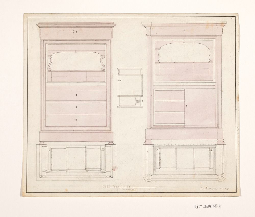Ontwerp voor twee secretaires (1829) by Joachim Pierre Blank