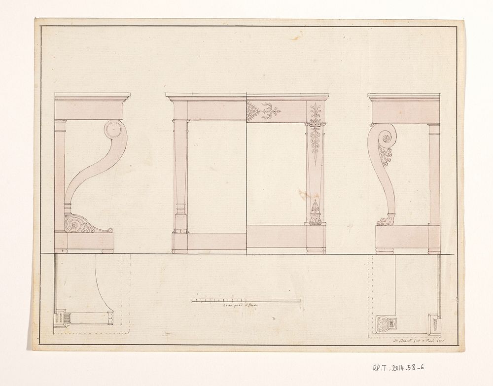 Ontwerpen voor consoletafels (1831) by Joachim Pierre Blank