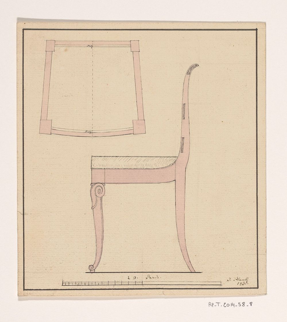 Ontwerp voor een stoel (1831) by Joachim Pierre Blank