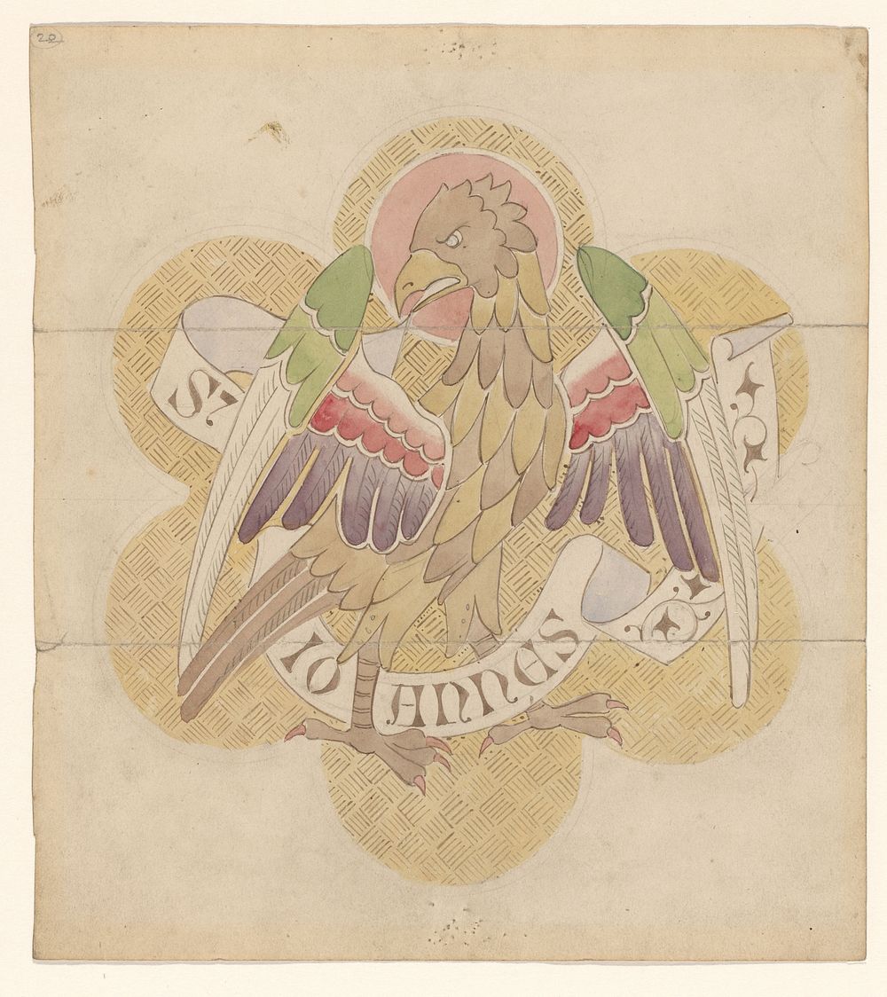 Ontwerp voor borduurwerk met de evangelist Johannes (c. 1850 - c. 1875) by Hardman and Co