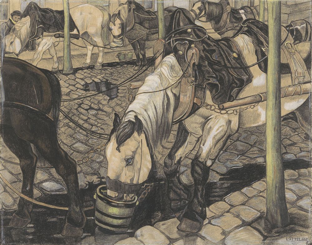 Paarden die gevoerd worden (1880 - 1911) by Pieter Dupont