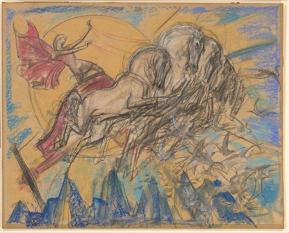 De zonnegod Apollo in zijn wagen (c. 1924) by Willem van Konijnenburg