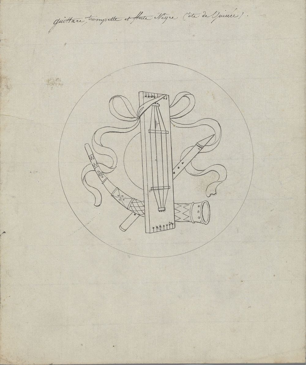 Guittare, trompette et flute Negre Côte de Guinée (in or before 1828) by Pierre Félix van Doren