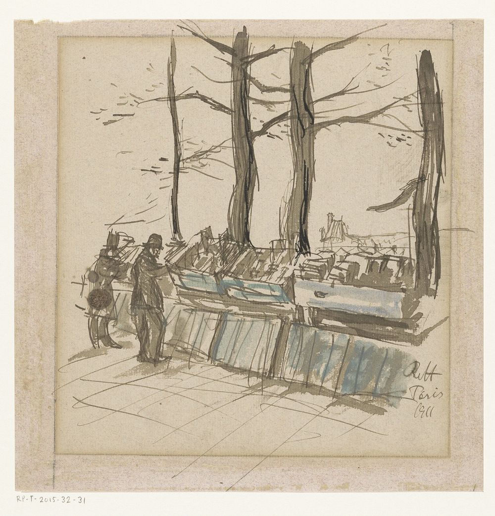 Boekenstallen op een kade in Parijs (1911) by Rolf von Hoerschelmann