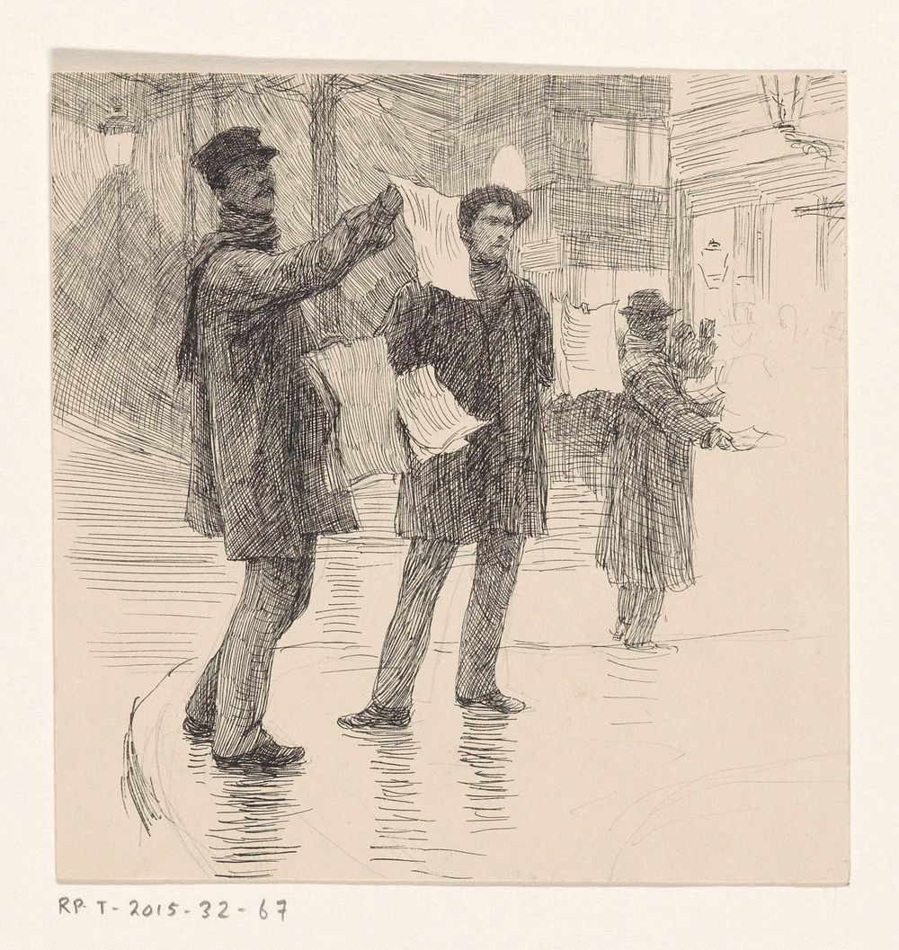 Drie krantenverkopers (1863 - 1940) by Felician Myrbach