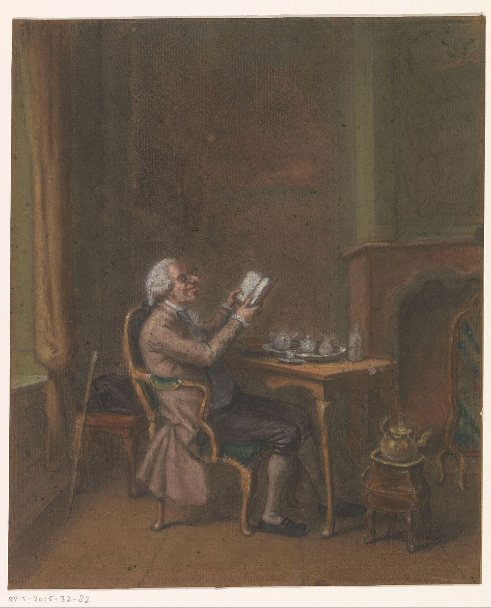 Lezende man in een interieur (1800 - 1899) by anonymous