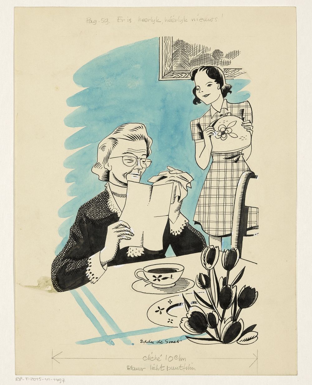 Oudere vrouw leest een brief (in or before 1946) by Eddy de Smet