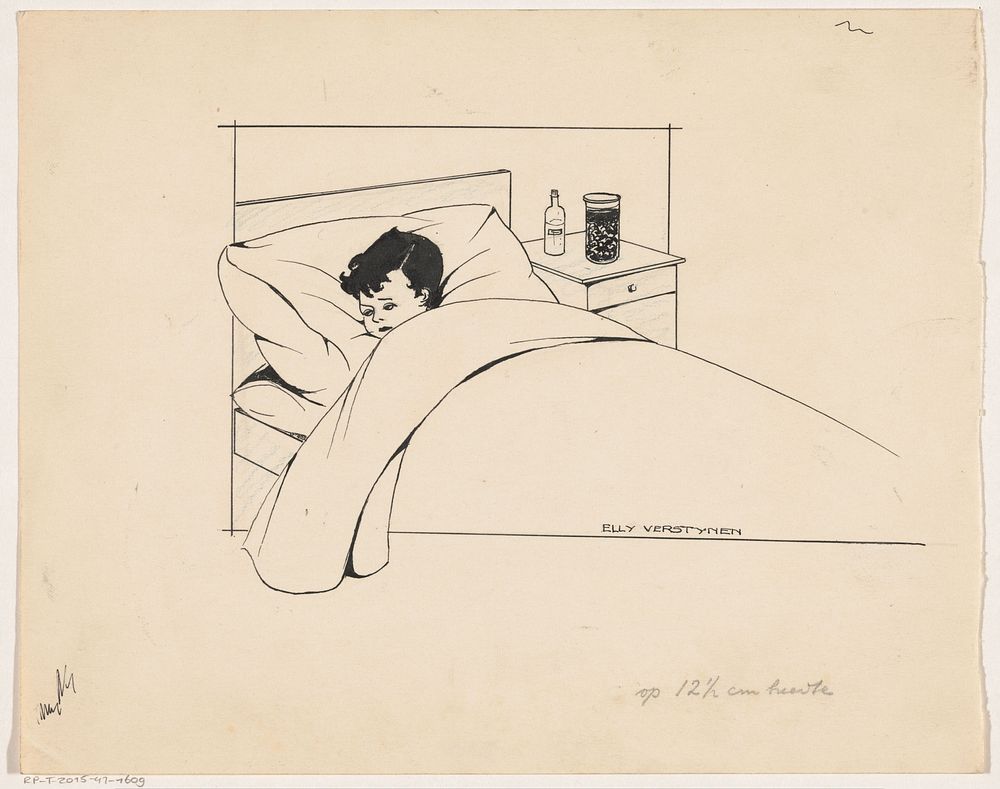 Jongen in bed (c. 1900 - c. 1930) by Elly Verstijnen