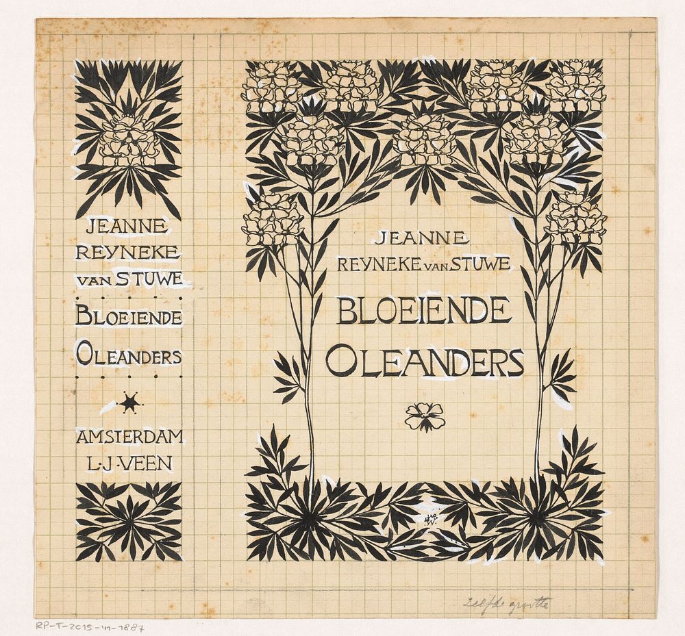 Bandontwerp voor: Jeanne Reyneke van Stuwe, Bloeiende oleanders, 1912 (in or before 1912) by Willem Wenckebach