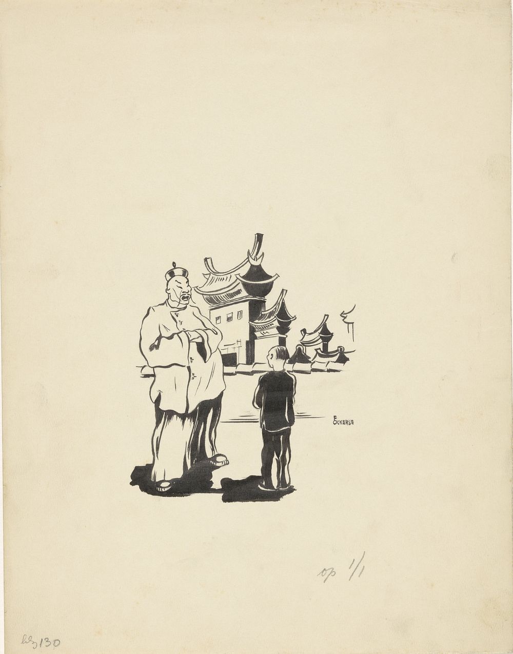 Chinese man en jongen (in or before 1934) by F Ockerse
