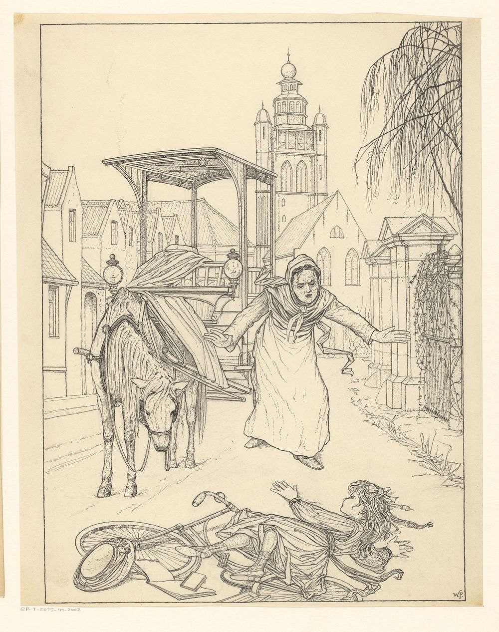 Meisje aangereden door een paardenkar (1887 - 1916) by Willem Pothast