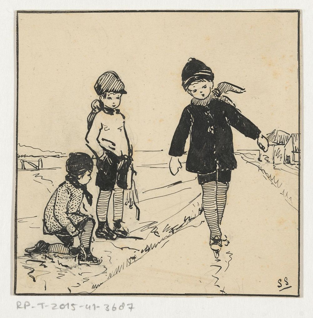 Schaatsende jongen (c. 1880 - c. 1930)