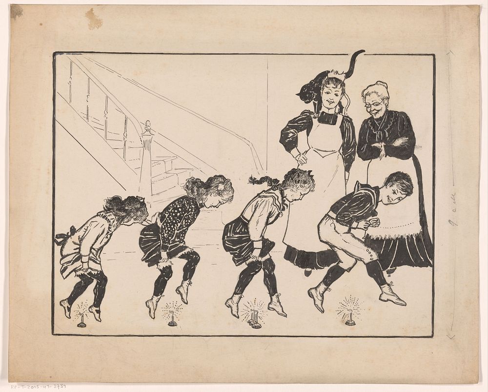 Kinderen doen aan kaarsjesspringen (c. 1880 - c. 1920) by anonymous