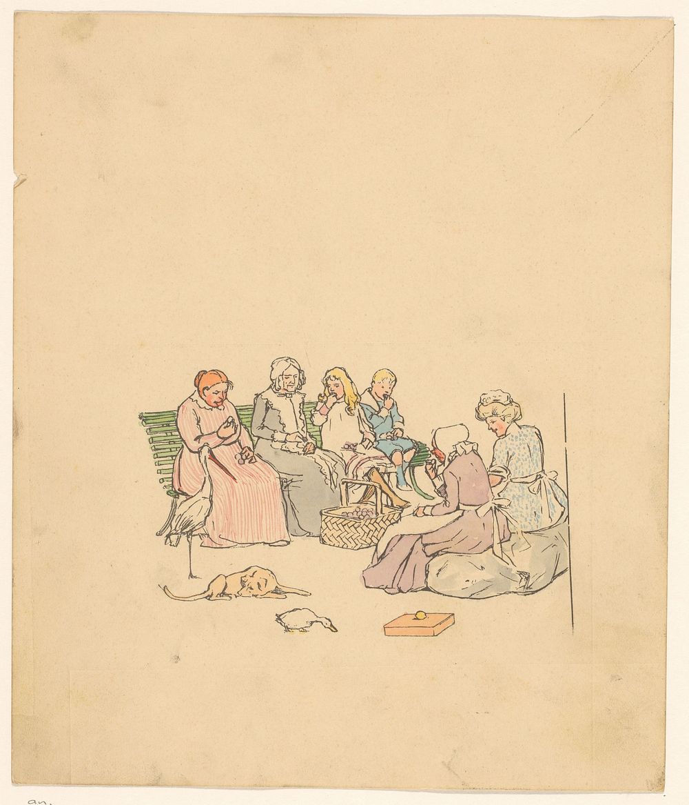 Vrouwen en kinderen eten pruimen (c. 1880 - c. 1910) by anonymous