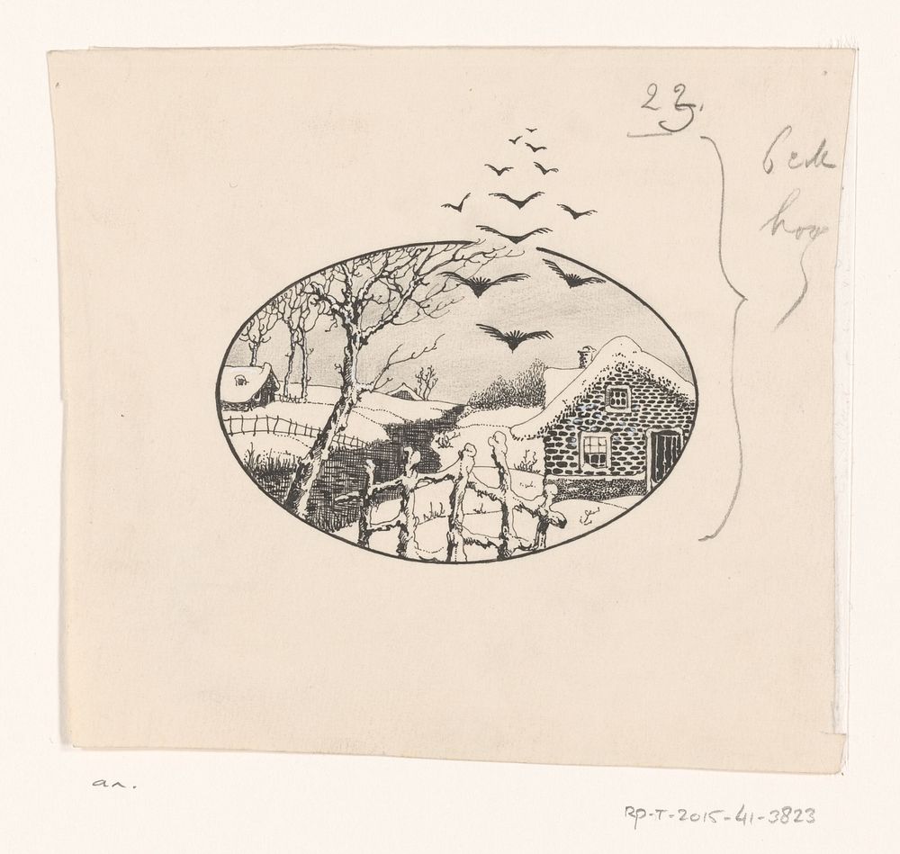 Huis in een besneeuwd landschap (c. 1890 - c. 1930) by anonymous