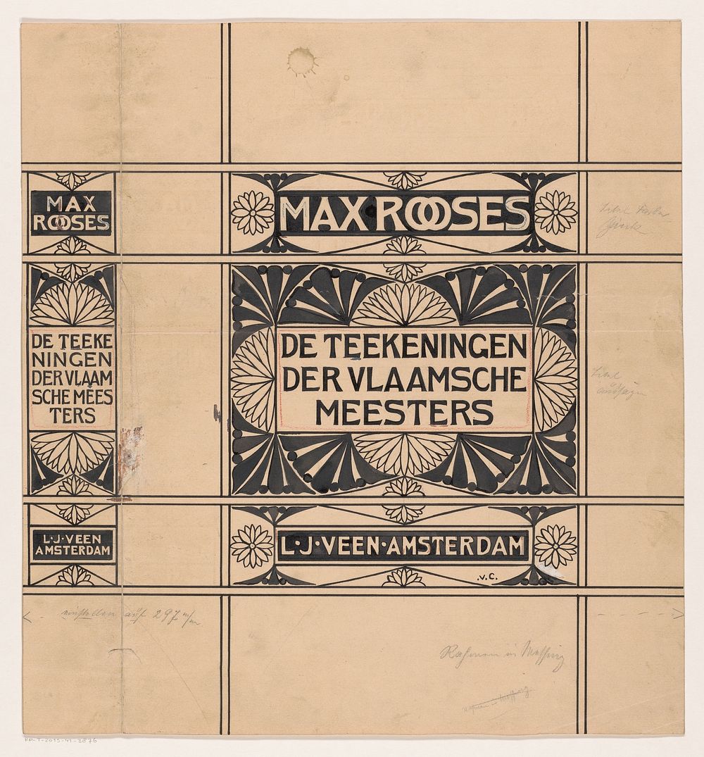 Bandontwerp voor: Max Rooses, De teekeningen der Vlaamsche meesters (1900 - 1915) by Johann Georg van Caspel