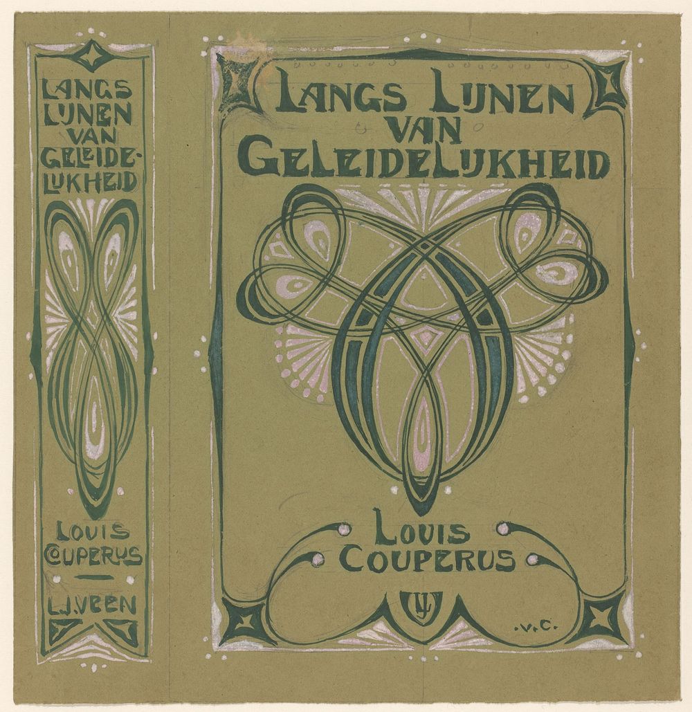Bandontwerp voor: Louis Couperus, Langs lijnen van geleidelijkheid, 1900 (in or before 1900) by Johann Georg van Caspel