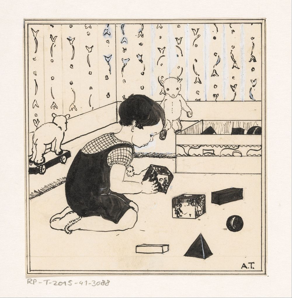 Kind speelt met blokken (c. 1925 - c. 1935) by A Tinbergen