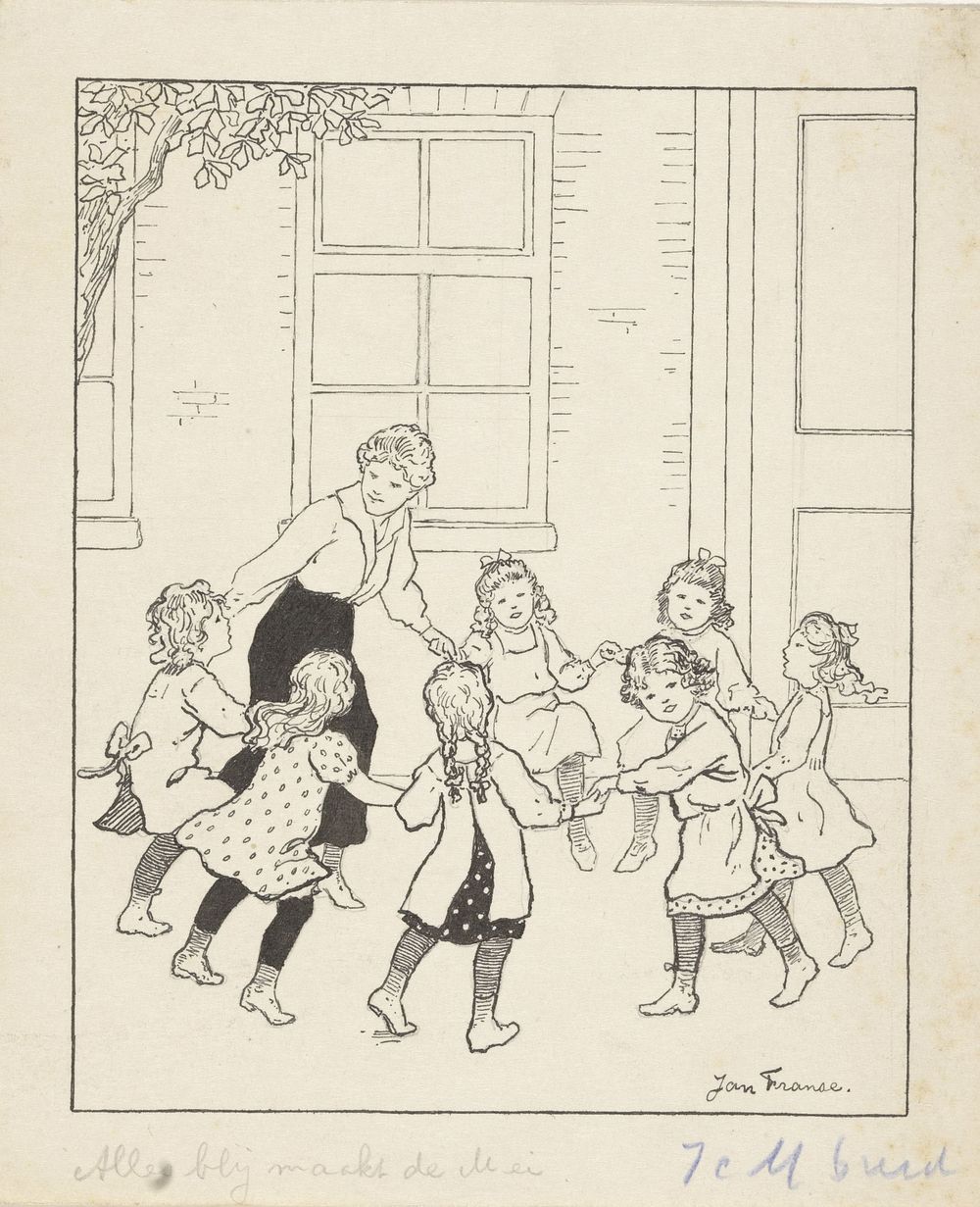 In het rond dansende meisjes (c. 1915 - c. 1930) by Jan Franse
