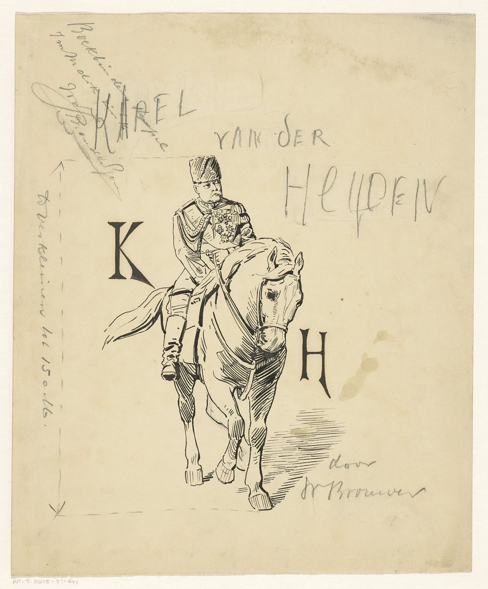 Bandontwerp voor: W. Brouwer, Karel van der Heyden (Beroemde mannen dl. V), 1900 (in or before 1889) by Jan Hoynck van…