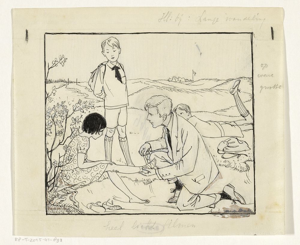 Man verbindt de voet van een meisje (c. 1920 - c. 1930) by Anny Leusink