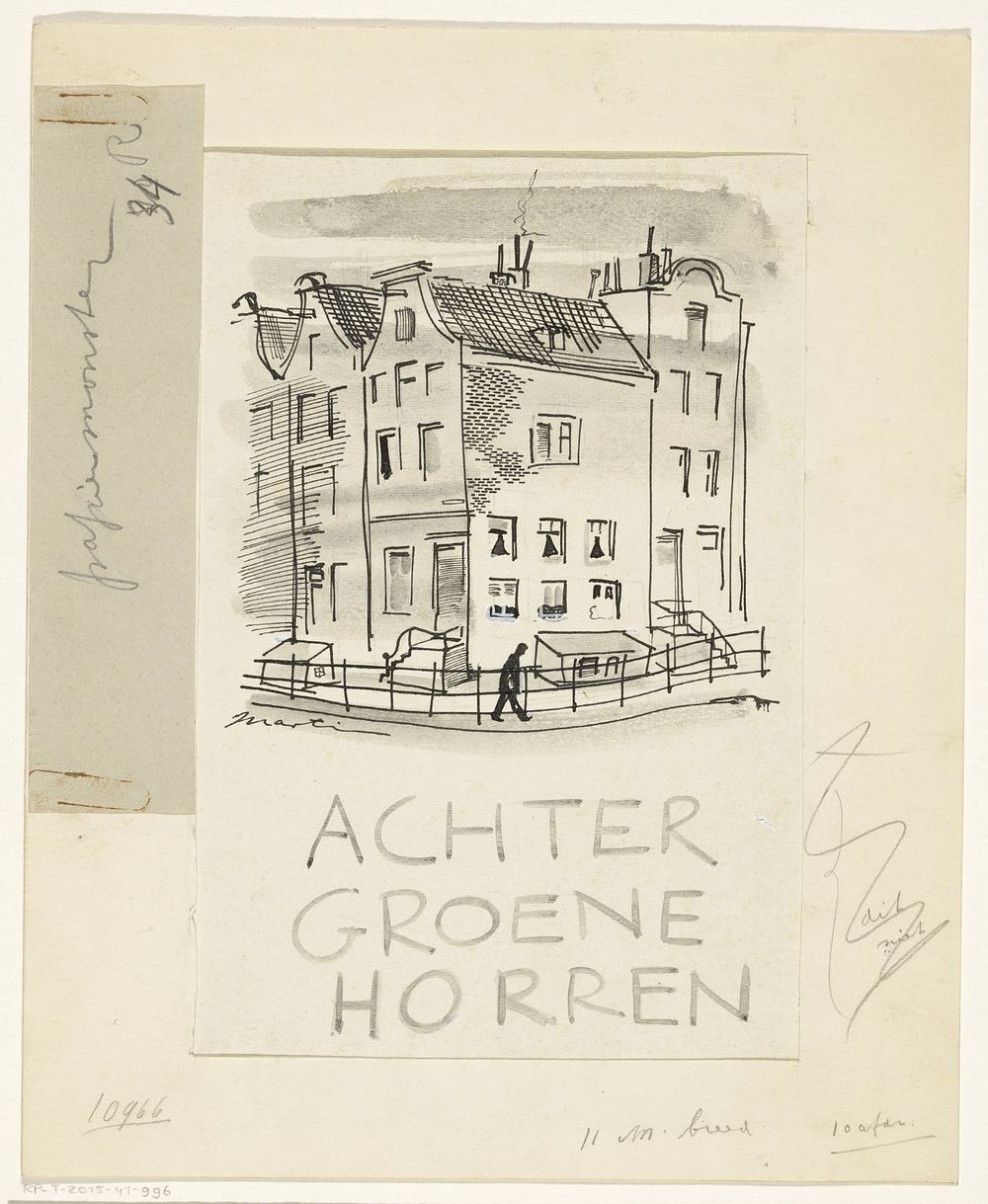 Bandontwerp voor: J. van Oudshoorn, Achter groene horren, 1943-1945 (in or before 1943 - in or before 1945) by Martin Horwitz