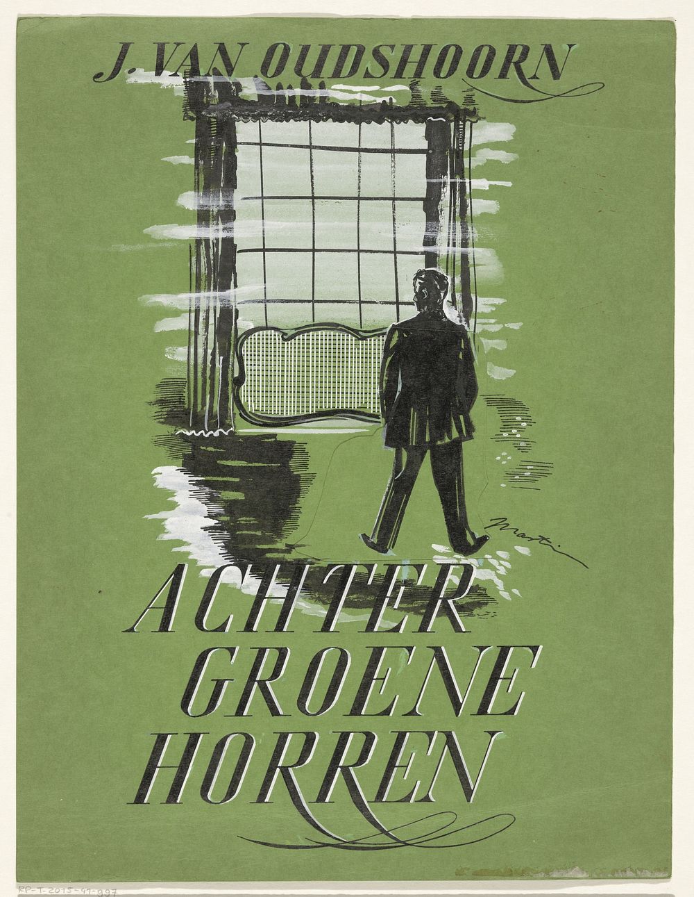 Bandontwerp voor: J. van Oudshoorn, Achter groene horren, 1943-1945 (in or before 1943 - in or before 1945) by Martin Horwitz