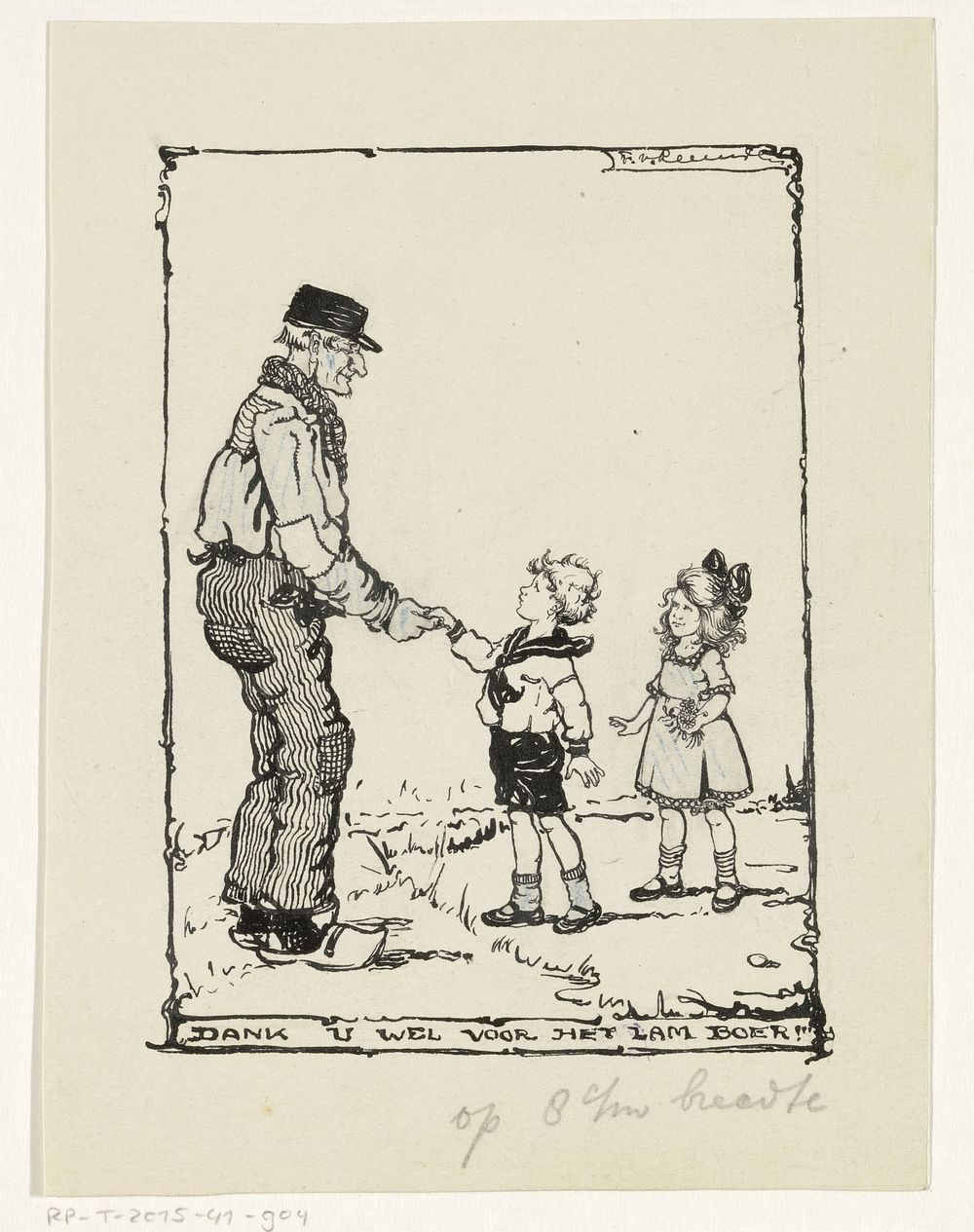 Kinderen bedanken een boer (c. 1890 - c. 1970) by F van Leeuwen