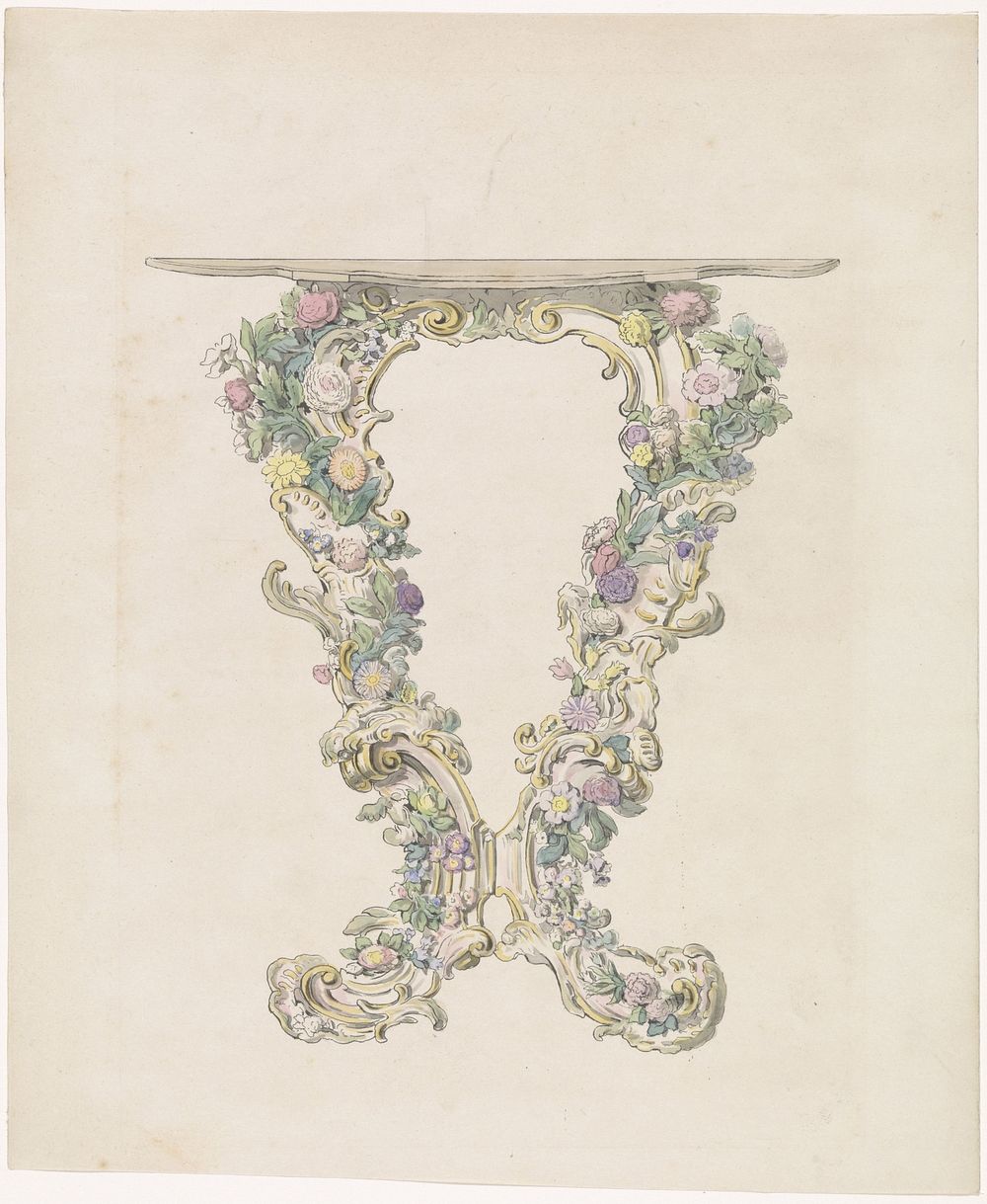 Ontwerp voor een consoletafel van porselein (c. 1850) by anonymous