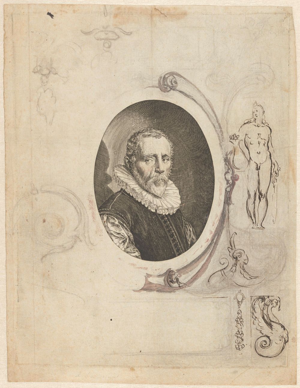 Portrait of Pieter Hogerbeets, with a Design Sketch for the Frame (1599) by Karel van Mander I, Jan Saenredam and Karel van…