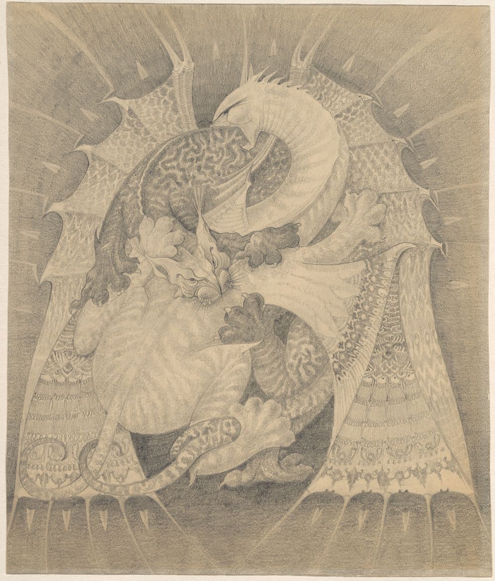 Gevecht tussen twee draken (c. 1910 - c. 1940) by anonymous