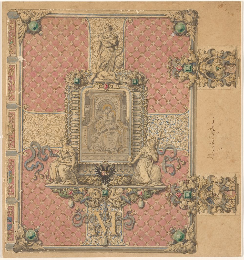 Ontwerp voor een met edelstenen bezette boekband (c. 1845 - c. 1860) by Frédéric Jules Rudolphi
