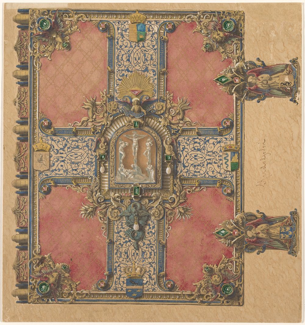 Ontwerp voor een met edelstenen bezette boekband (c. 1845 - c. 1860) by Frédéric Jules Rudolphi