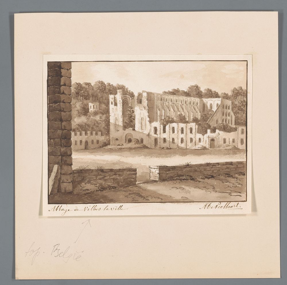 Gezicht op de ruïne van de cisterciënzerabdij van Villers (1803 - 1876) by Auguste de Peellaert