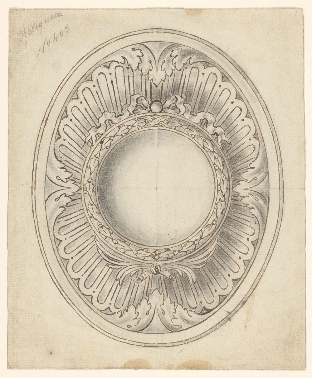 Ontwerp voor een ovale reliekhouder (c. 1770 - c. 1780) by anonymous