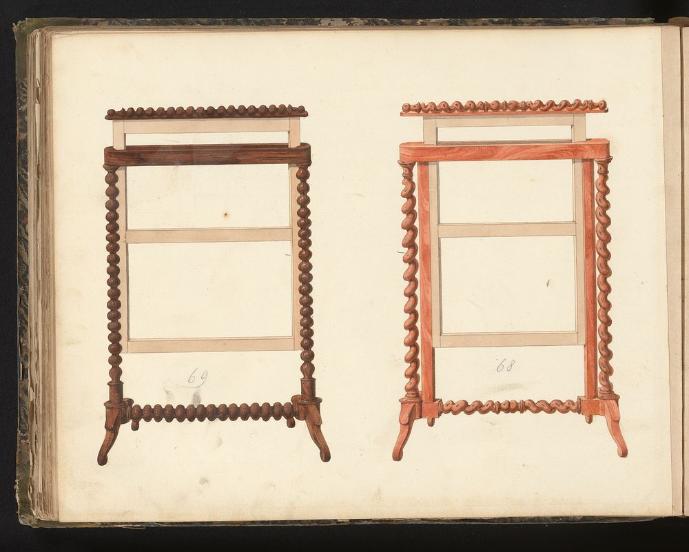 Twee ontwerpen voor haardschermen (c. 1825 - c. 1839) by anonymous