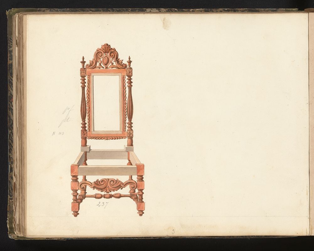 Ontwerp voor een stoel (c. 1825 - c. 1839) by anonymous