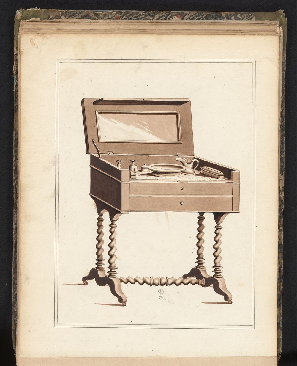 Ontwerp voor een toilettafel voor mannen (c. 1825 - c. 1839) by anonymous