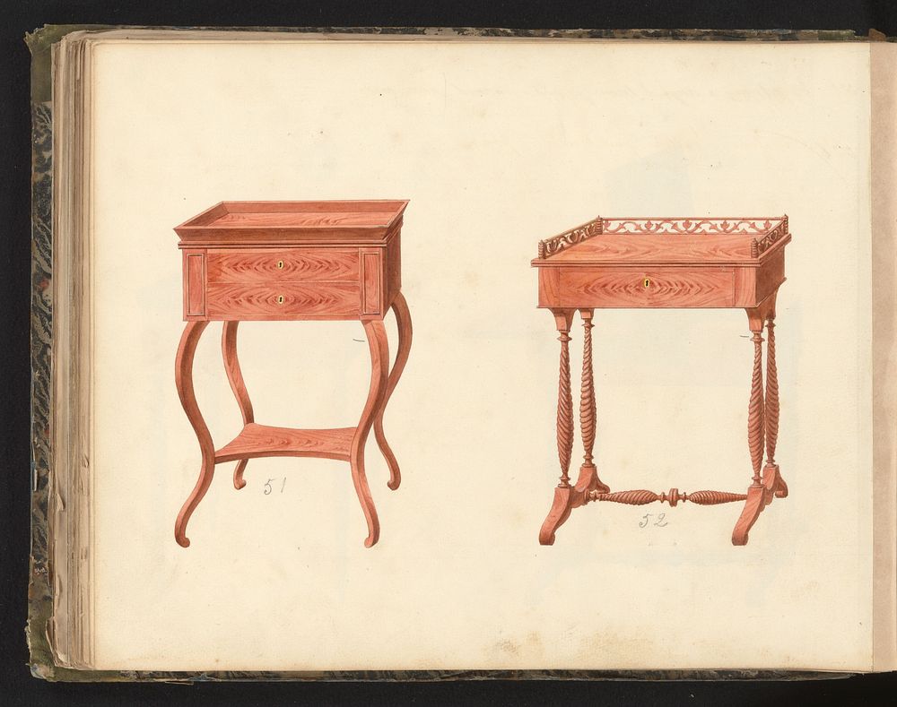 Ontwerp voor een ladekast en een breitafel (c. 1825 - c. 1839) by anonymous