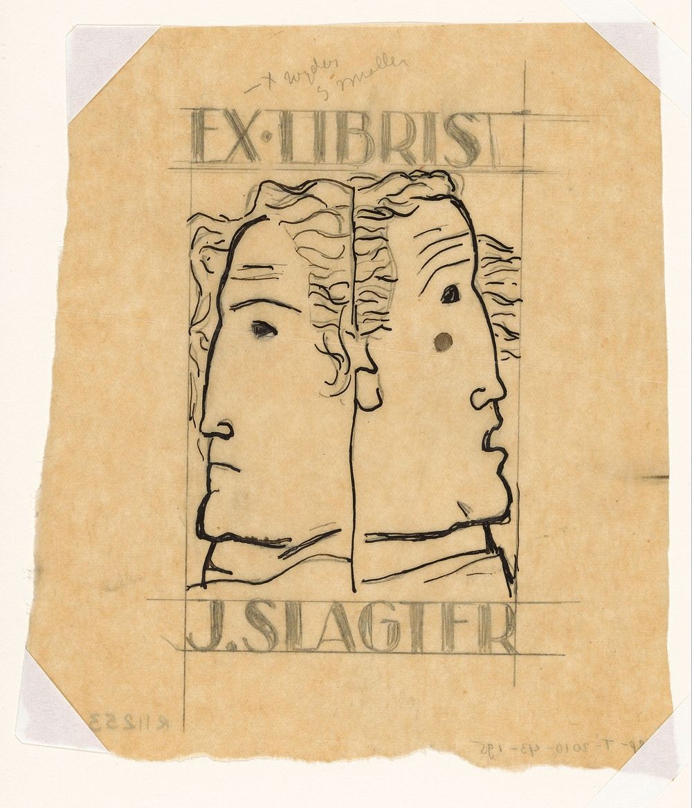 Ex libris voor J. Slagter (ontwerp) (c. 1935 - c. 1940) by Leo Gestel