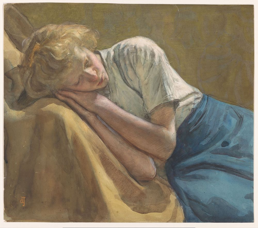 Rustend meisje (1903) by Johan Antonie de Jonge