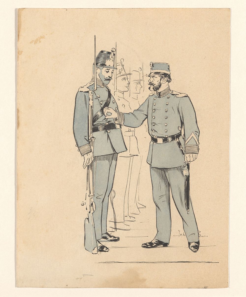 Inspectie van het uniform (1870 - 1940) by Johan Braakensiek