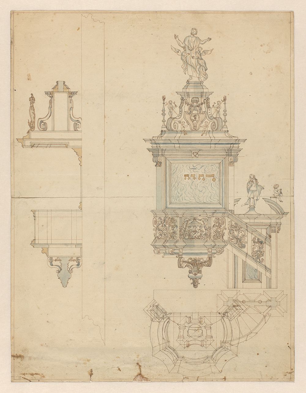 Ontwerp voor een preekstoel (c. 1720 - c. 1735) by anonymous