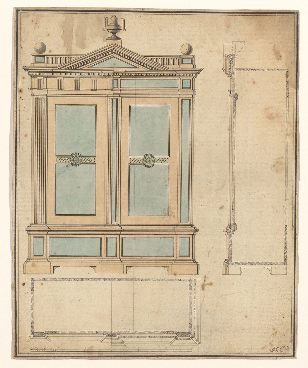 Ontwerp voor een tweedeurskast (c. 1800) by Carl Friedrich Thiele