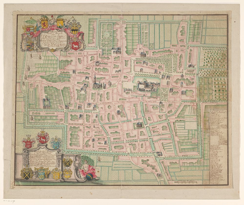 Plattegrond van Den Haag (in or before 1717) by anonymous, J Rousset, Staten van Holland en West Friesland, Anna Beeck and…