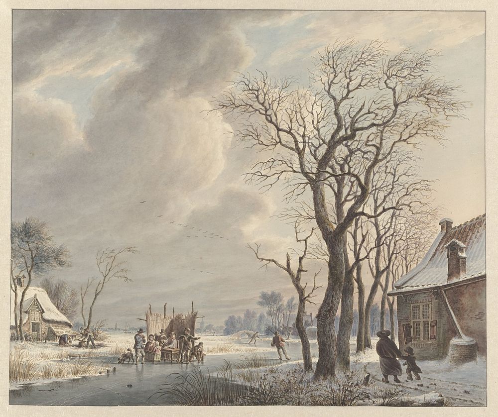 Winterlandschap met ijsvermaak (1832) by Arend van Glashorst jr